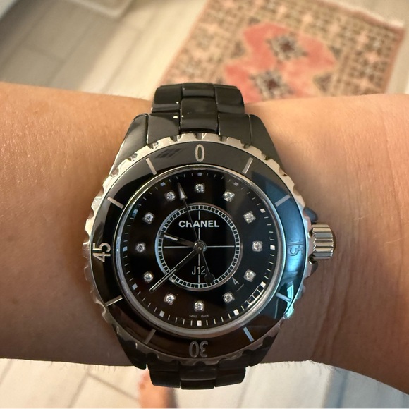 CHANEL J12  Black with Diamonds Ceramic 33mm Watch - Picture 1 of 16